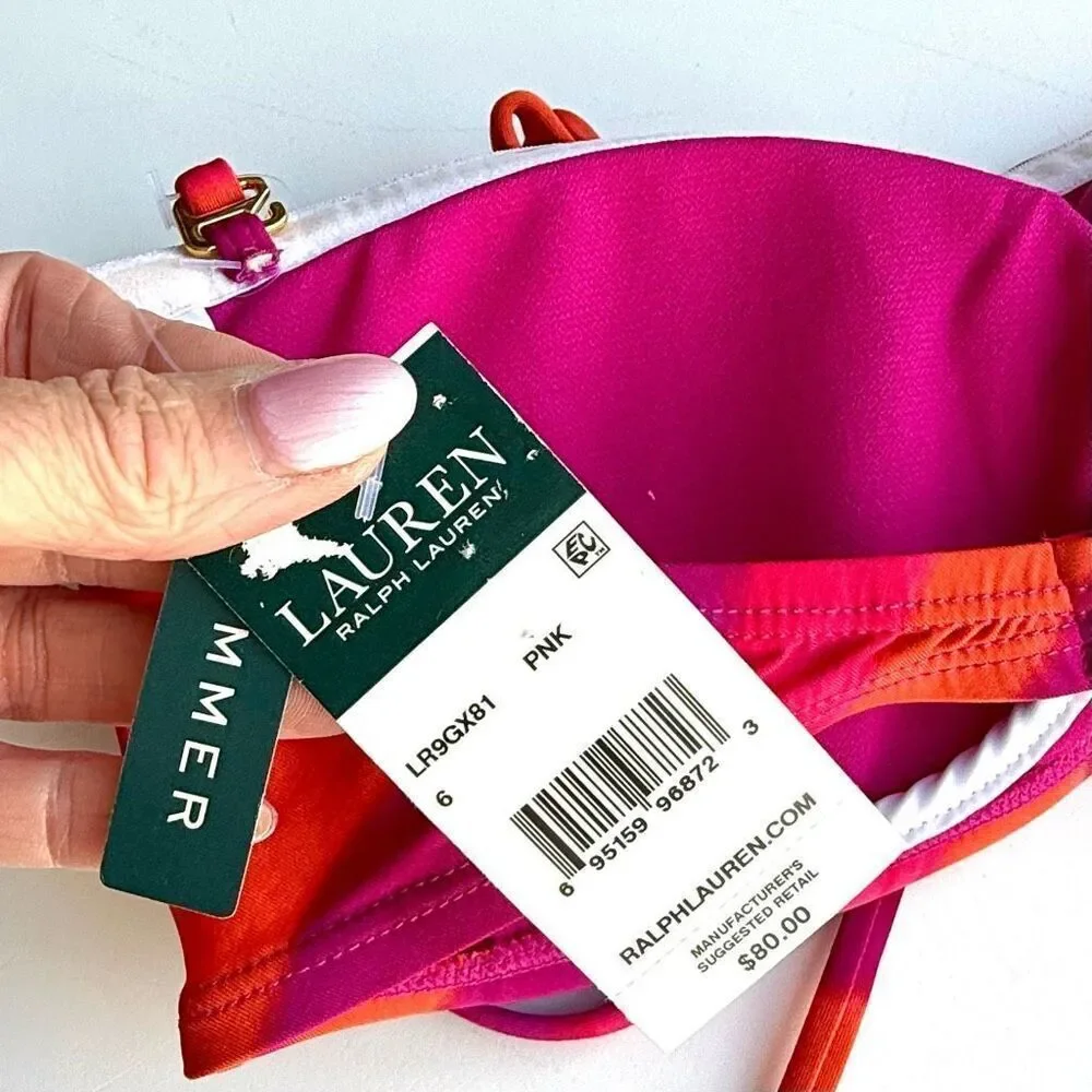 NWT Lauren Ralph Lauren bandeau bikini top. Size 6